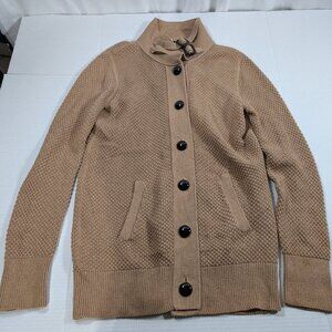 J. Crew Clipper Knit Equestrian Button Down Cardigan Tan Sz Small